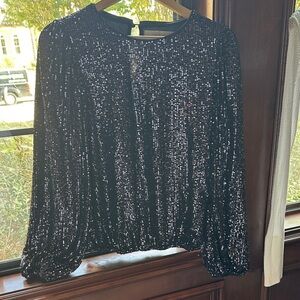 Anthropologie Black Sequin Blouse